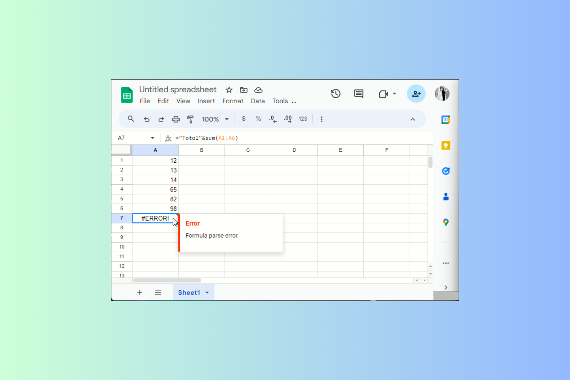 How To Fix The Formula Parse Error On Google Sheets