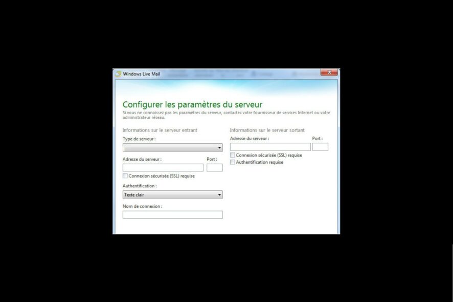 windows live mail impossible d'envoyer des messages
