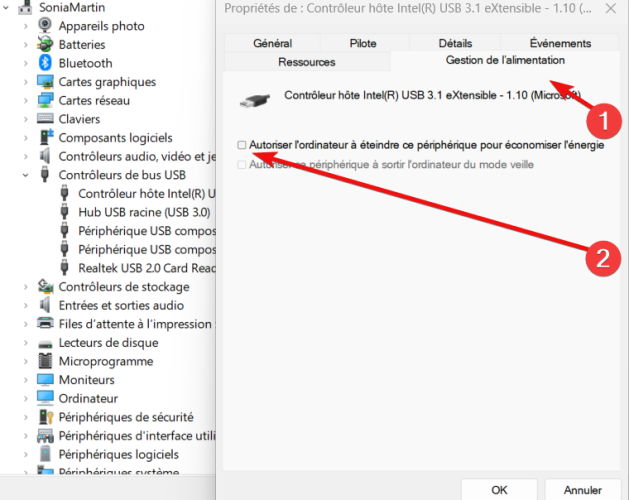 Périphérique USB Inconnu (Échec de Demande Code 43) sur Windows 11