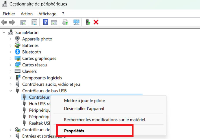 Périphérique USB Inconnu (Échec de Demande Code 43) sur Windows 11