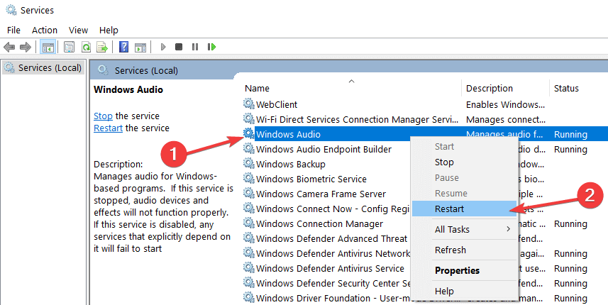window audio service is not enabled