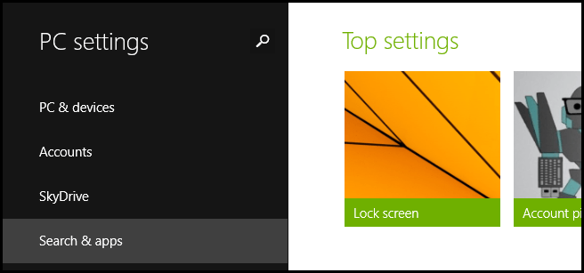 search and apps windows 8