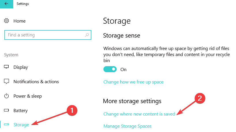 change download location storage windows 10
