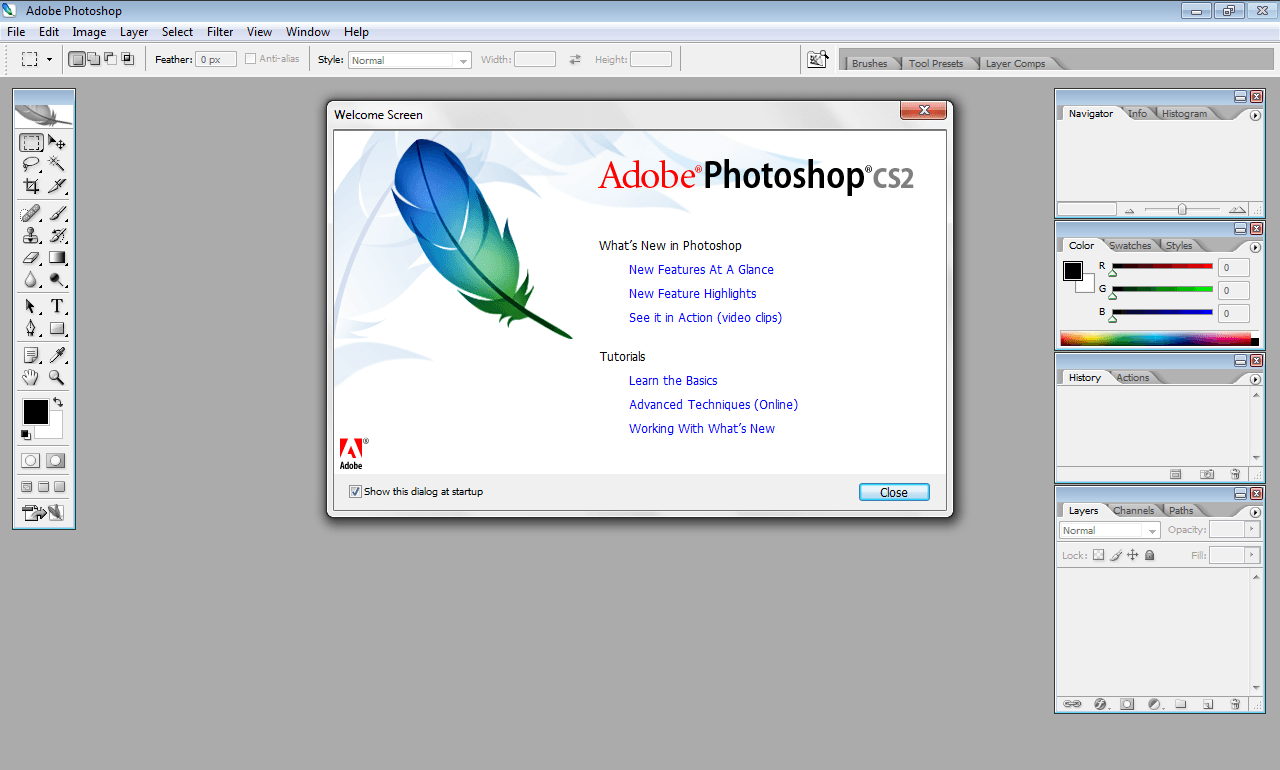 photoshop cs2 windows keep disappearing