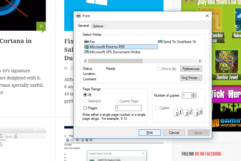 print in windows 10