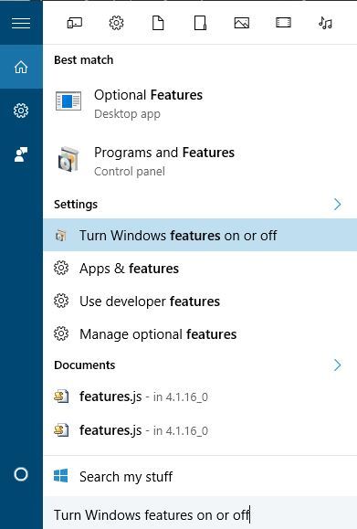 telnet-windows-features