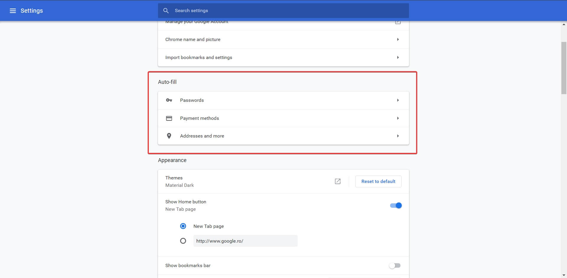delete chrome auto-fill windows 10