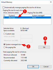How to change the pagefile.sys file in Windows 10
