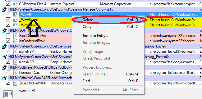 Delete File not found entries