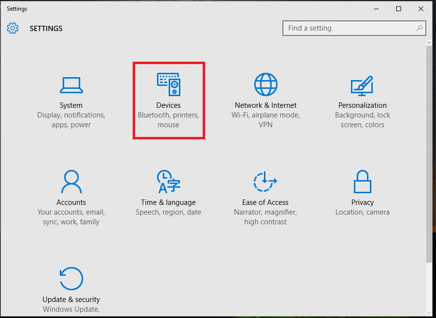windows settings