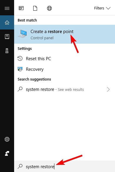 create a restore point