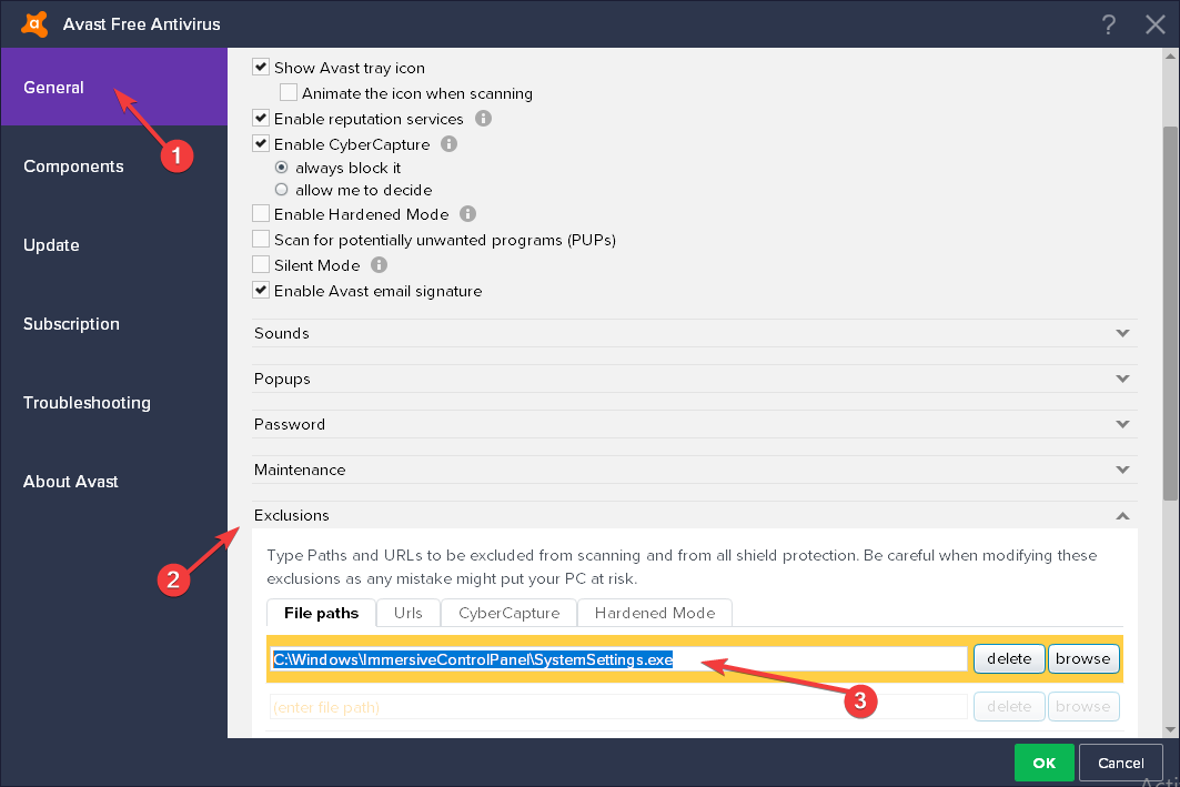 avast executable