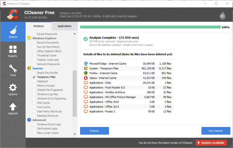 Free up hard drive storage space in Windows 10 April 2018 Update