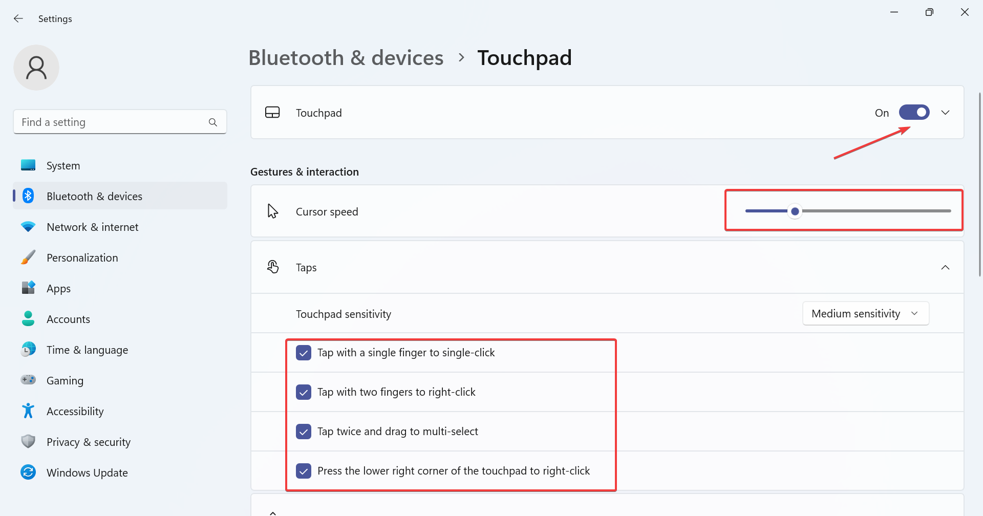 mouse settings to fix left and right click not working on laptop