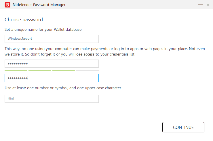 Bitdefender Internet Security 2019 password manager