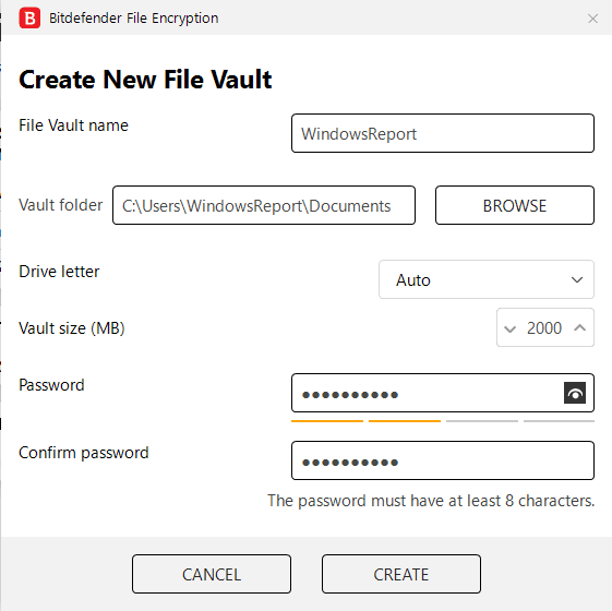 Bitdefender Internet Security 2019 vault