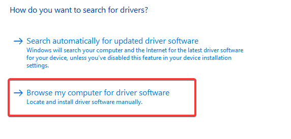 browse my computer for software update