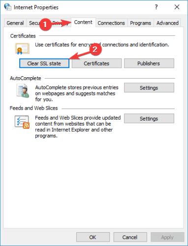 There is a problem connecting securely to this website Outlook