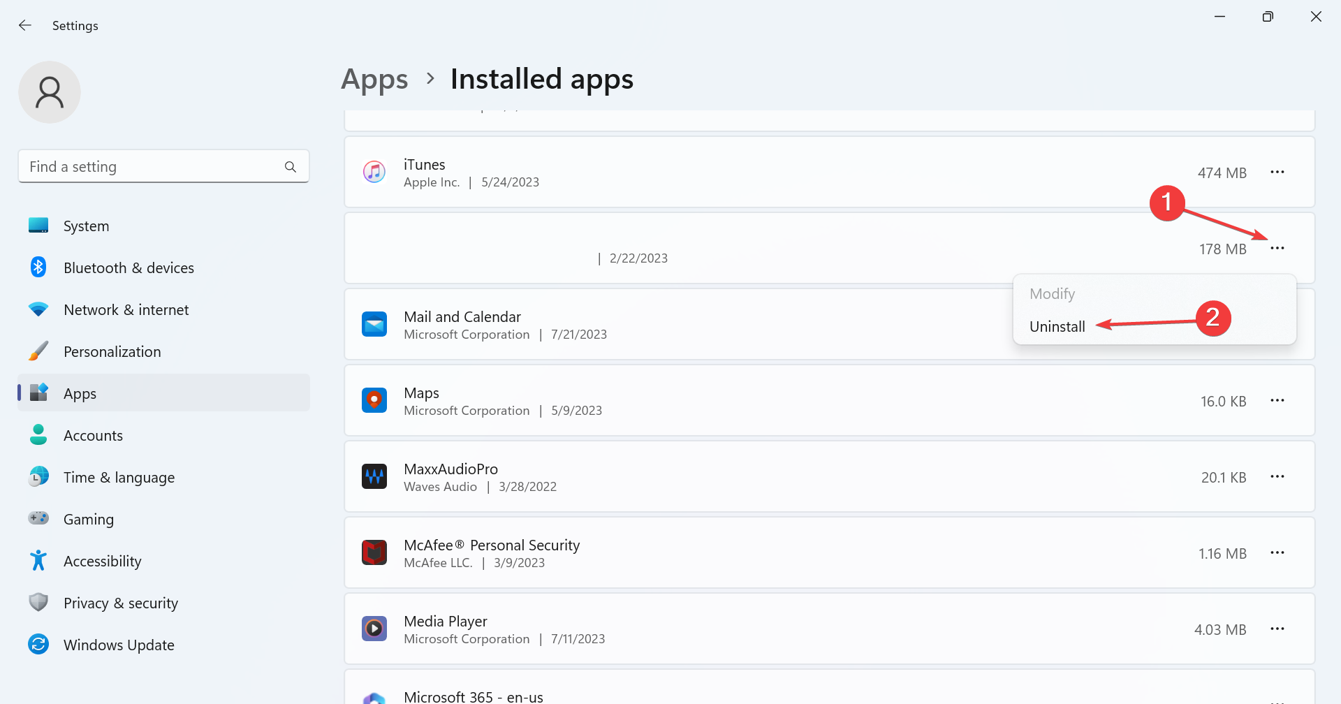 uninstall