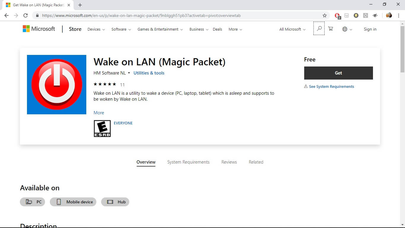 wake on lan port windows 10