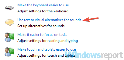 use text or visual alternatives disable visual alternatives for sounds inverted colors