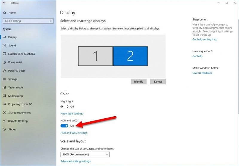 how to turn on hdr windows 10