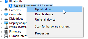 update driver menu update driver windows was unable to install bluetooth peripheral device