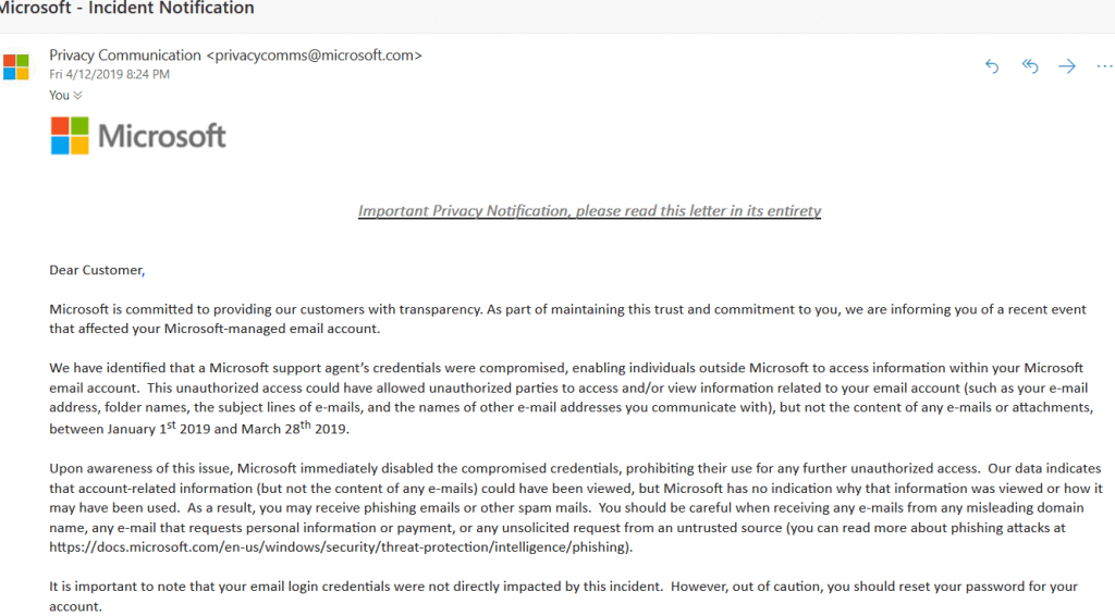 microsoft outlook data breach info