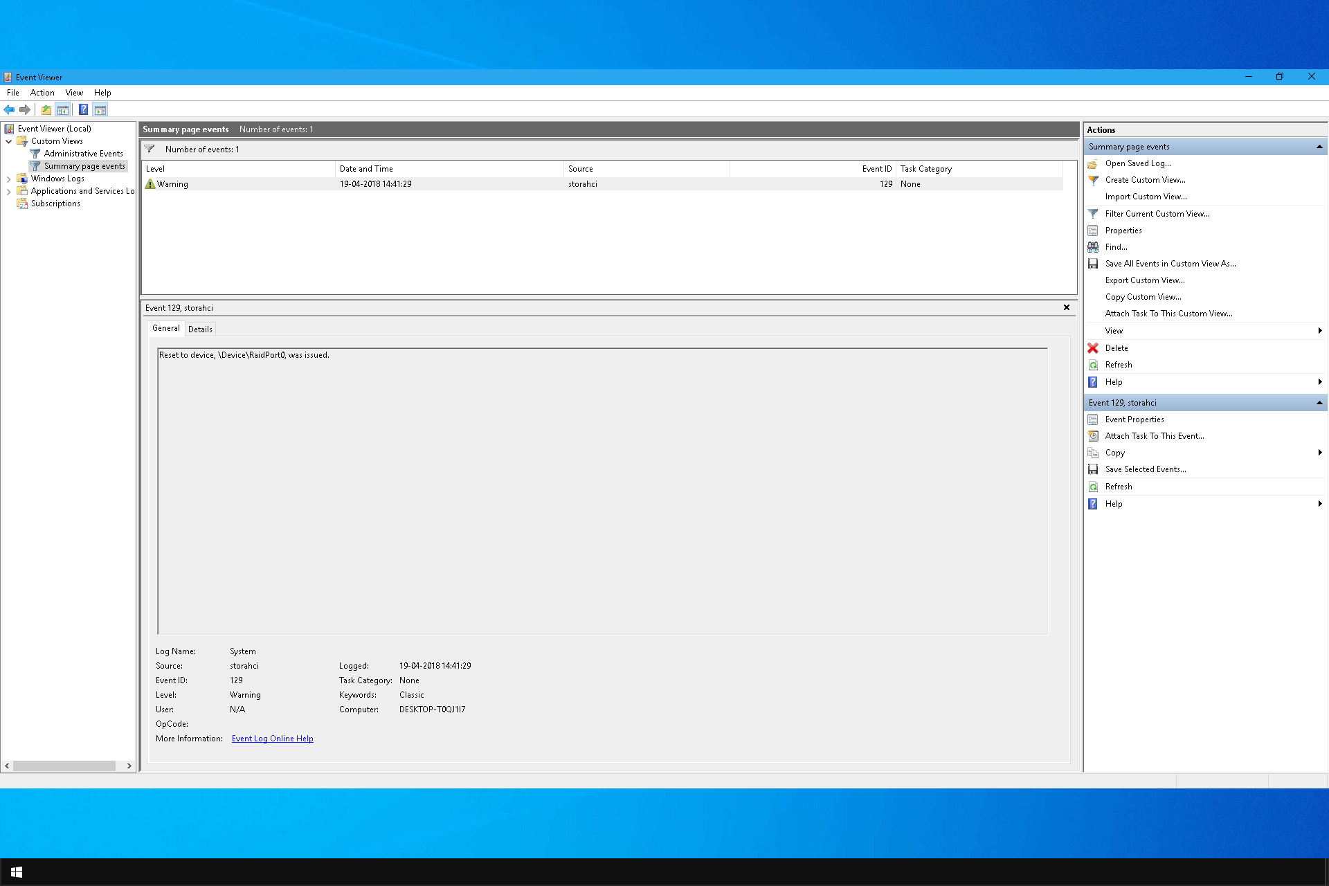 AHCI PORT 0 DEVICE FAILURE