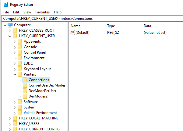 registry editor printersconnections registry editor You do not have privileges to delete the printer