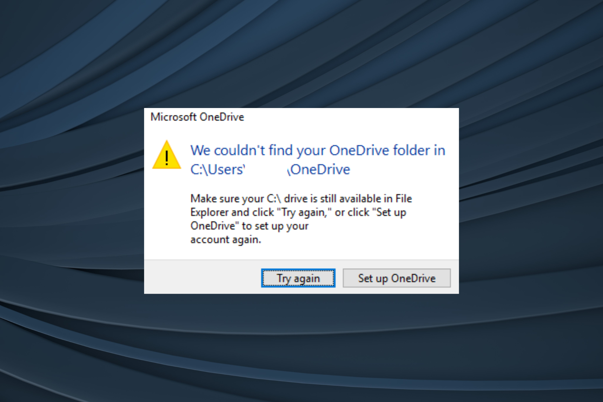 fix we couldn't find your folder in onedrive