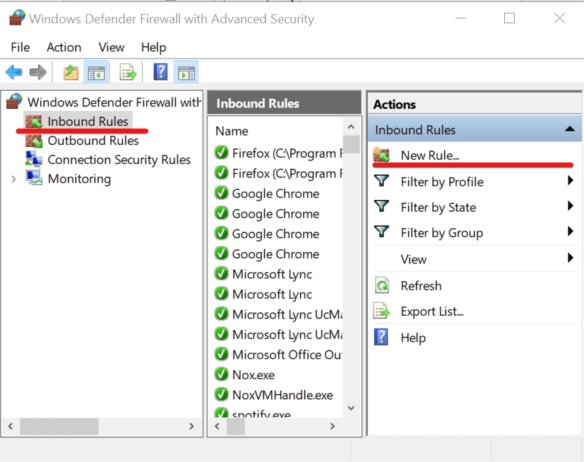 Inbound Rules - New Rule Skype Firewall