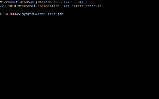 The delete file command Del command windows 10 deleted 0 bytes