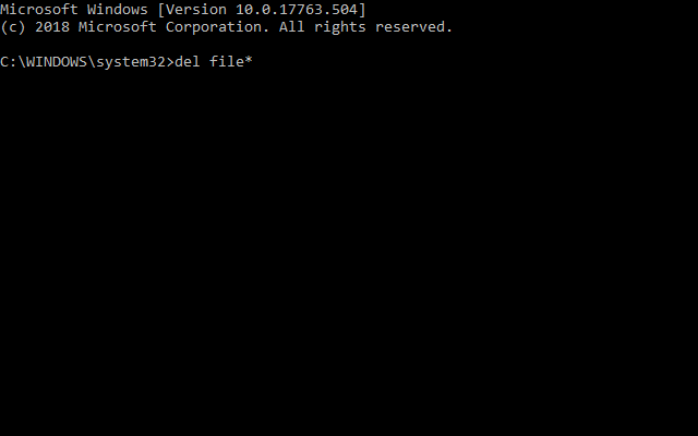 The delete file wildcard * command Del wildcard command windows 10 deleted 0 bytes