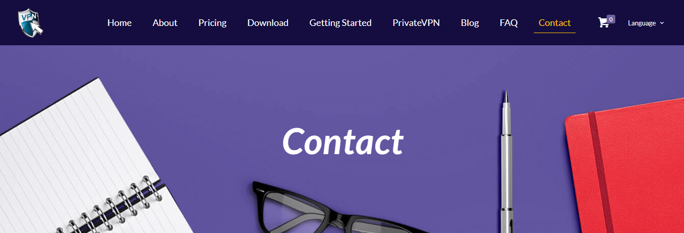 Contact page Contact page screenshot - VPN One Click has stopped working