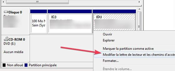 Changer de lecteur chemin d'accès