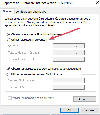 utiliser cette adresse IP