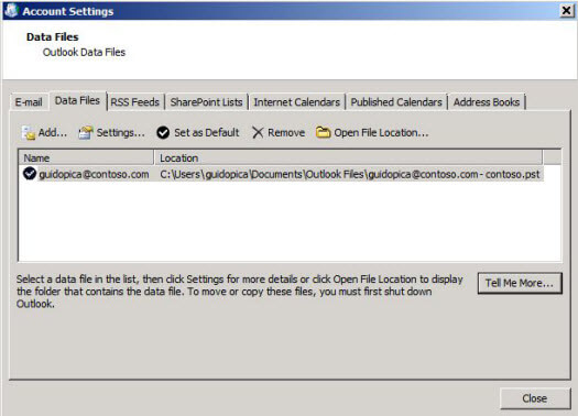 The Data File tab Data File tab outlook the drive that contains your data file is out of disk space