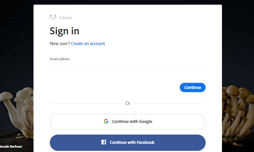 The Creative Cloud sign in page Creative Cloud sign in creative cloud desktop app is blank