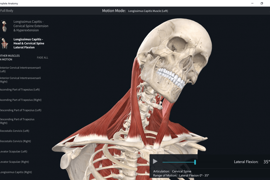 Complete Anatomy motion mode