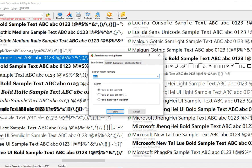 Typograf font duplicates