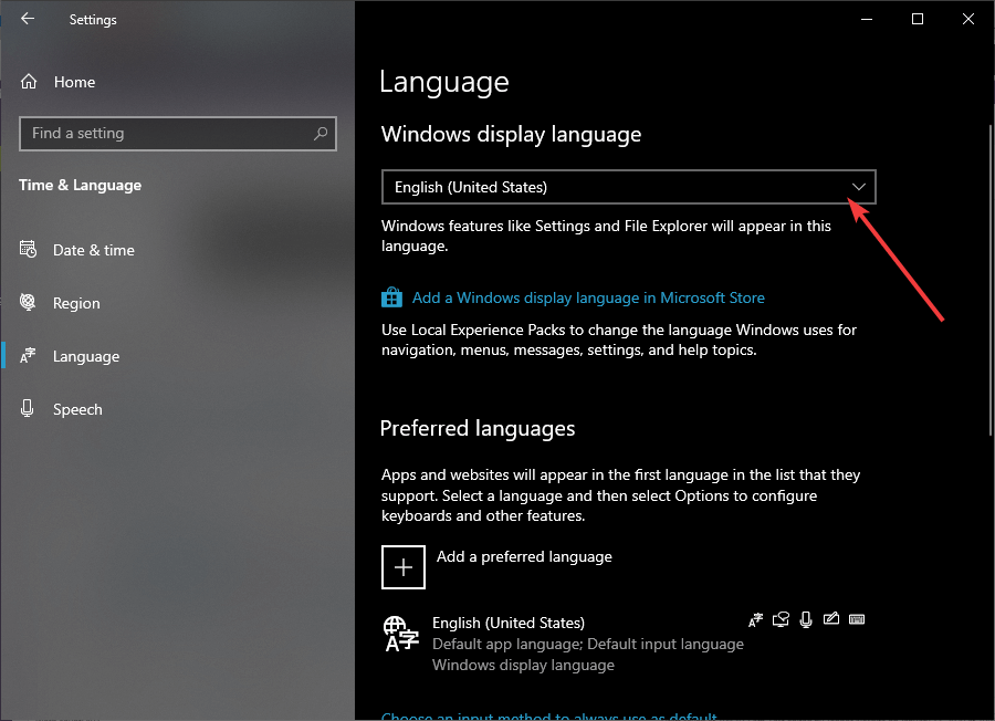 WIndows 10 Language