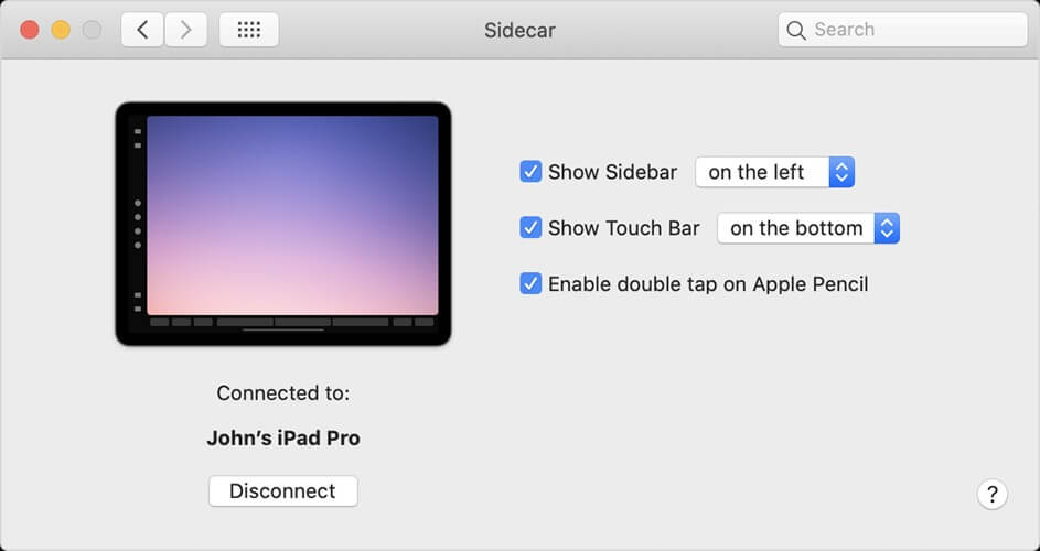 sidecar window how to extend macbook screen to ipad sidecar options