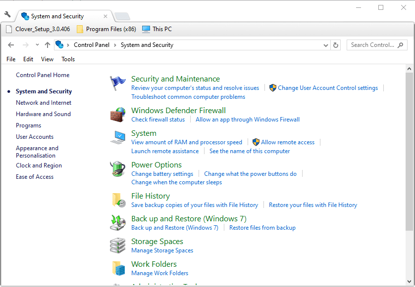 System and Security Control Panel applets System and Security applets recovery disk vs repair disk key differences