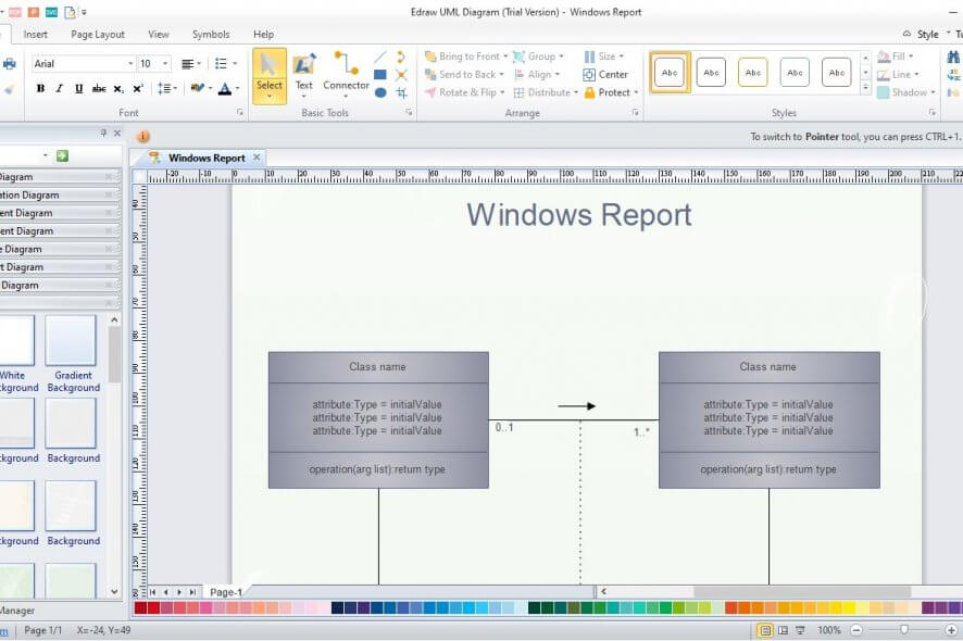 Main screen Edraw UML Diagram