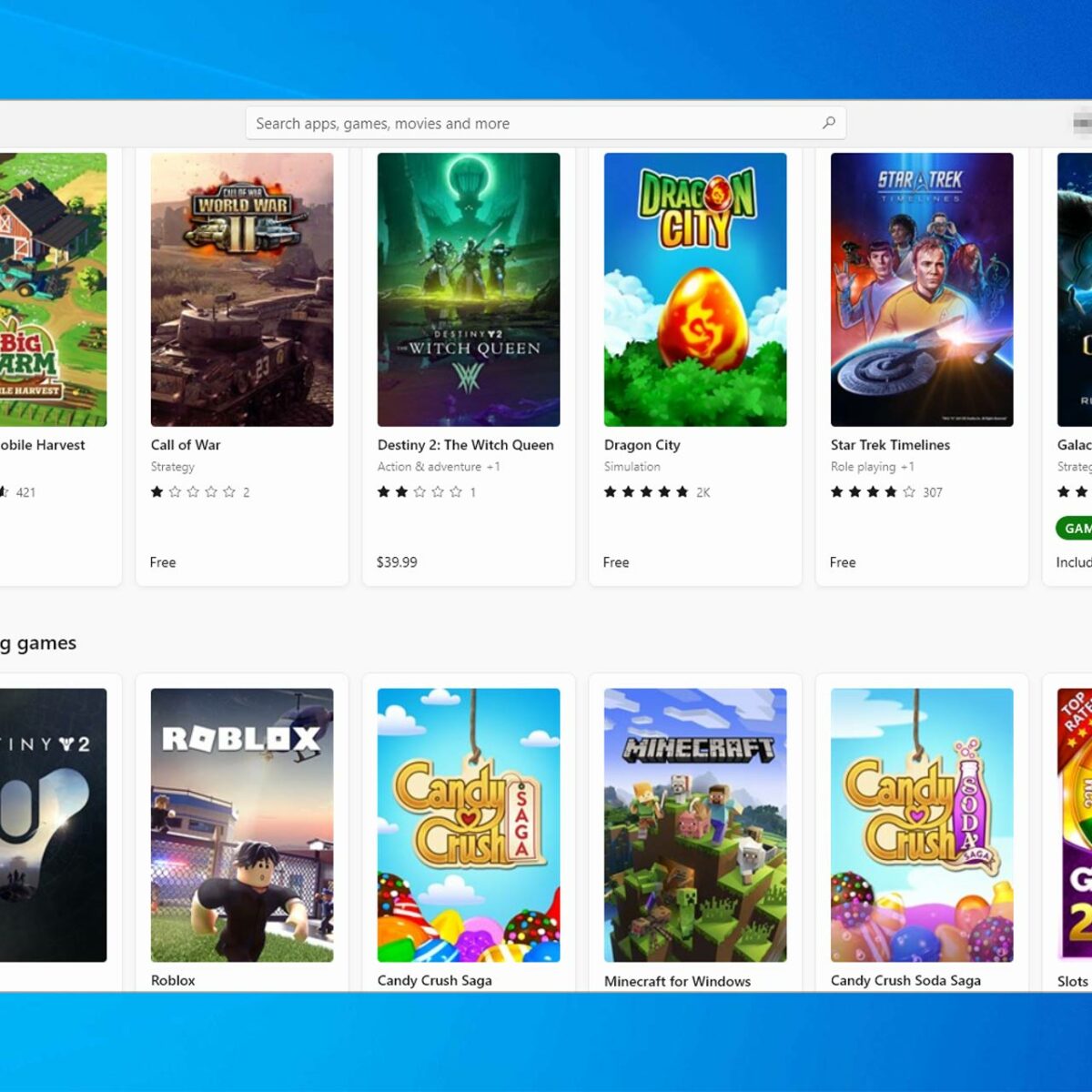 Top Rated Free Games from the Windows 10 Store