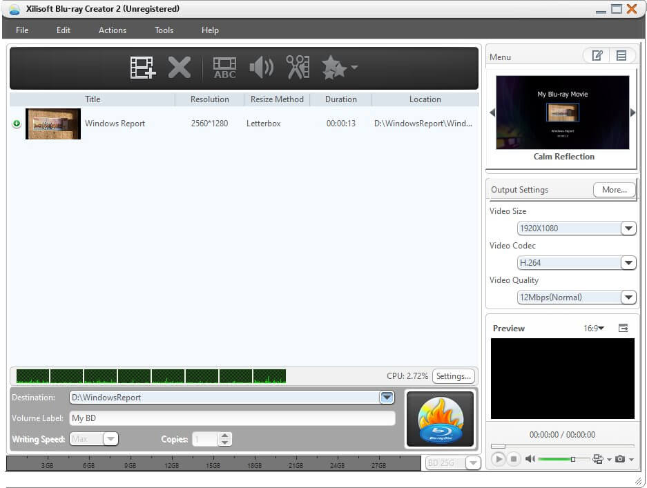 Interface Xilisoft Blu-ray Creator 2