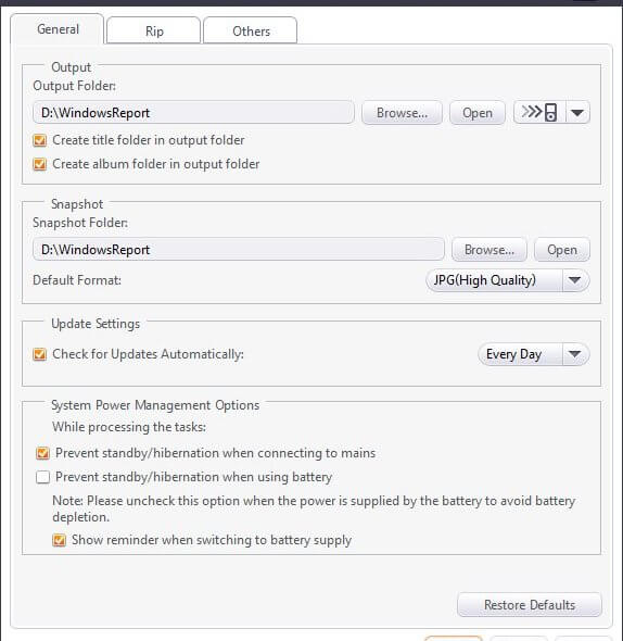 Options for Xilisoft Blu-ray Ripper SE