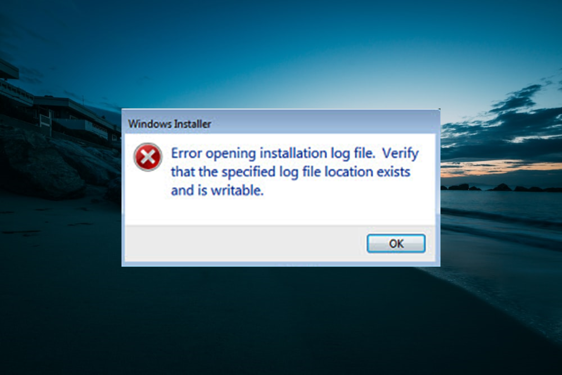 error-opening installation log