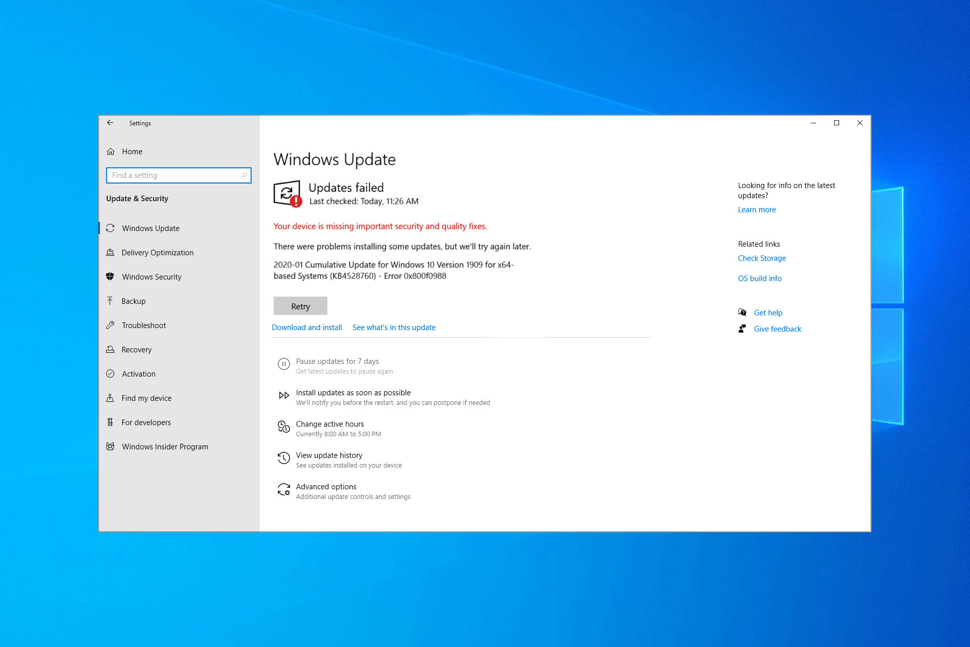 0x800f0988 Install Error in Windows Update: How to Fix it